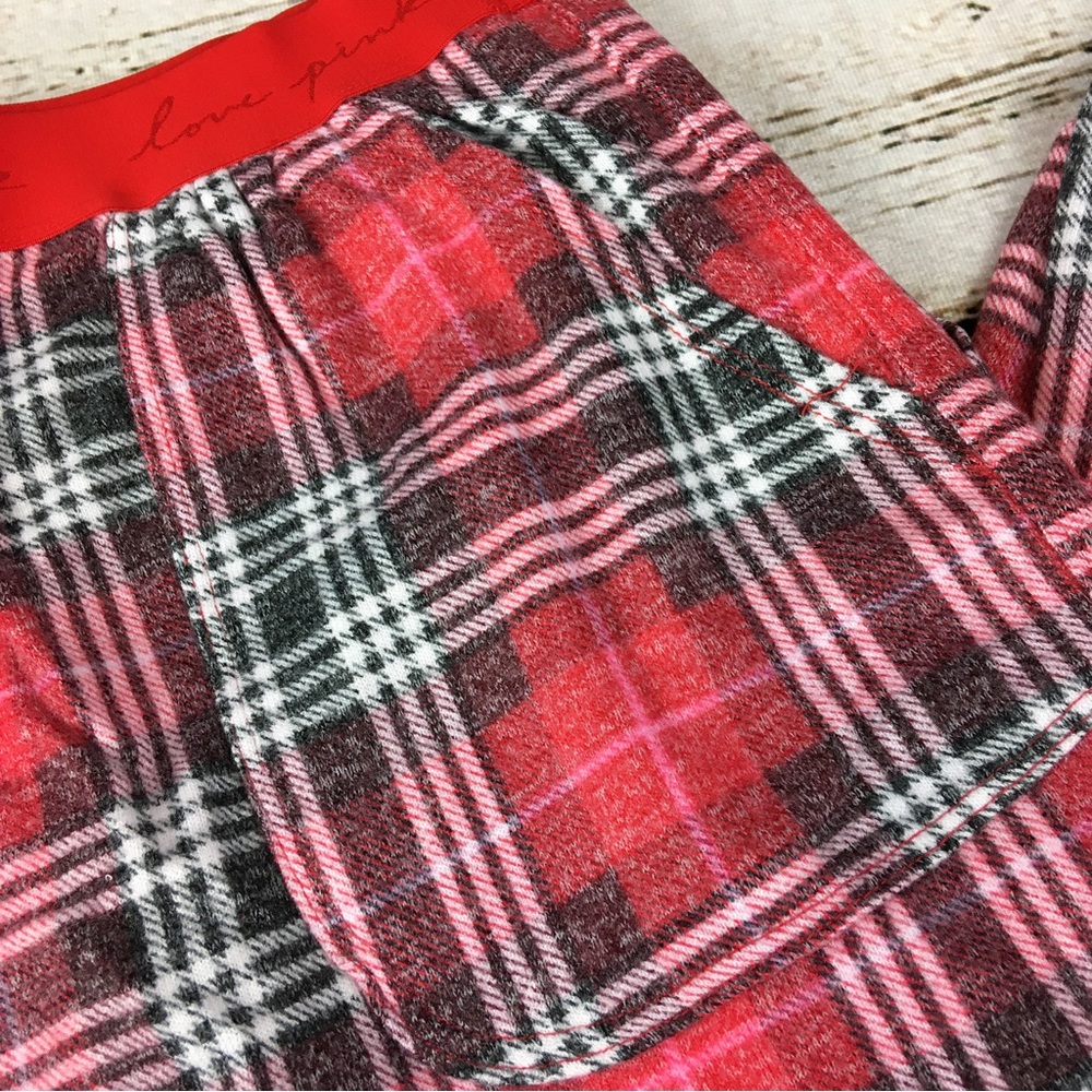 NWT PINK Victoria’s Secret Large Cozy Sleep Jogger Plaid Pajama Pants Joggers VS - Picture 4 of 7